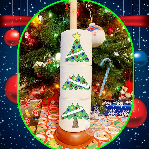 Arbre de Noël TP Stacker, Conception de broderie de papier toilette de Noël, Point de croquis, Convient aux cerceaux 4x4