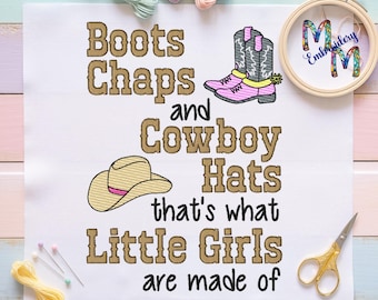 Cowboy Little Girls are Made of Embroidery Design, Pocket Pillow, 5x7 Hoop (Instant Download)