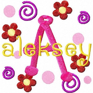 Girlie Girl Machine Embroidery Monogram Font Alphabet Design Set INSTANT DOWNLOAD