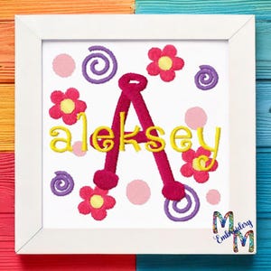 Girlie Girl Machine Embroidery Monogram Font Alphabet Design Set INSTANT DOWNLOAD