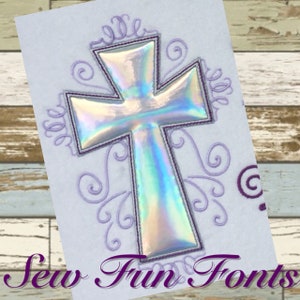 Cross Applique Embroidery Design, Cross Design, Pocket Pillow Design, 4 Sizes, Christian Design, Machine Embroidery Design INSTANT DOWNLOAD