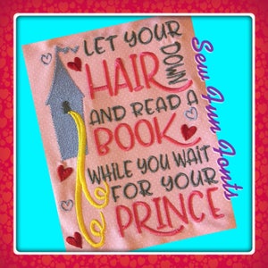 Let Your Hair Down Reading Saying, Embroidery Saying, Reading Pillow, Pillow Saying ~ Subway Art Machine Embroidery Design INSTANT DOWNLOAD