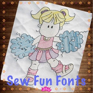 Cheerleader Design, Wispy Design, Cheerleader Machine Embroidery Design, Cheerleading Embroidery Design, 4 Sizes Included,  INSTANT DOWNLOAD