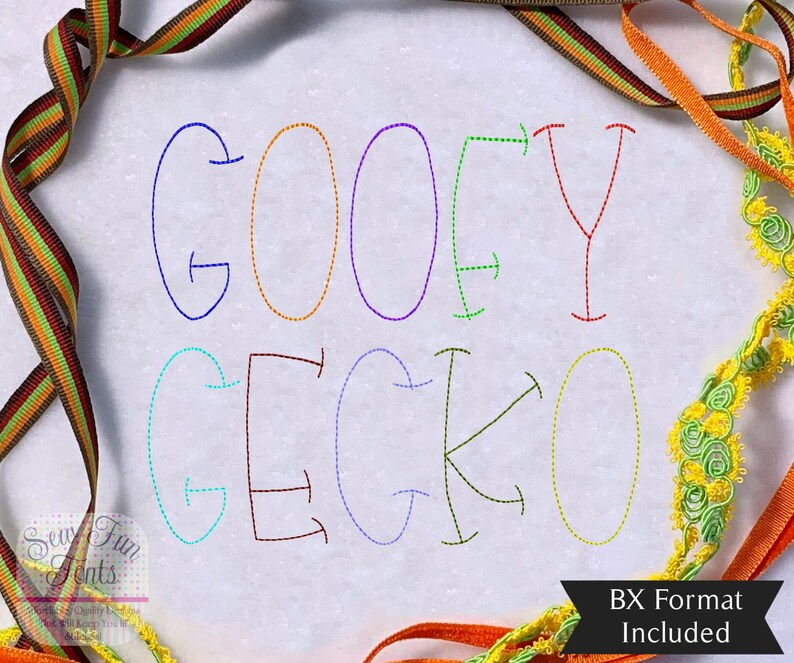 Goofy Gecko Bean Embroidery Font #151 - 10 Sizes - Includes Small Font ...