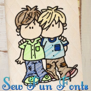 Boy Friends, Boy Buddies, Best Buds, Best Friends, Machine Embroidery Designs, 4 Sizes, Machine Embroidery INSTANT DOWNLOAD