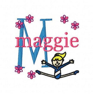Gymnastic Girl Machine Embroidery Monogram Font Alphabet Design Set INSTANT DOWNLOAD