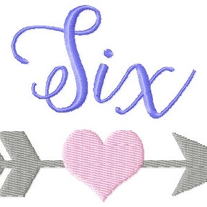 Six Arrow Heart Birthday Number Machine Embroidery Design, 5x7 Hoop, Pes, Hus, Exp, Dst, and many other formats, INSTANT DOWNLOAD