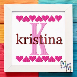 Heart Border Machine Embroidery Monogram Font Alphabet Design Set INSTANT DOWNLOAD