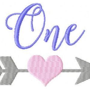 One Arrow Heart Birthday Number Machine Embroidery Design, 4x4 Hoop, Pes, Hus, Exp, Dst, and many other formats, INSTANT DOWNLOAD