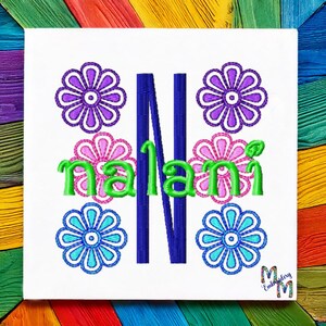 Flower Power Machine Embroidery Monogram Font Alphabet Design Set INSTANT DOWNLOAD