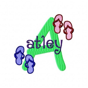 Flip Flop Sandals  Machine Embroidery Monogram Font Alphabet Design Set INSTANT DOWNLOAD