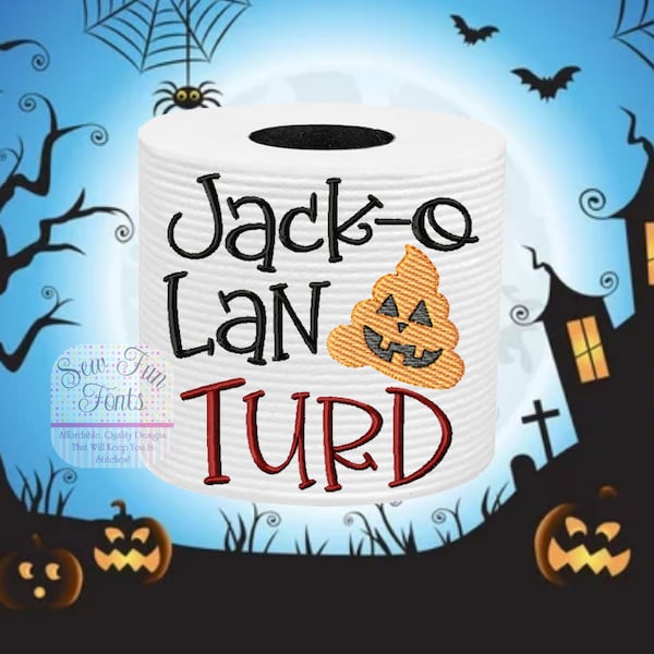 Halloween Jack-o-lan-turd Toilettenpapier Stickdatei, Skizzenstich, Passend für 10x10 Creolen