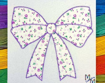 Double Bow Zig Zag Stitch Applique Embroidery Design - Big Bow Applique Embroidery Design - Side Bow Embroidery - 9 Sizes Included