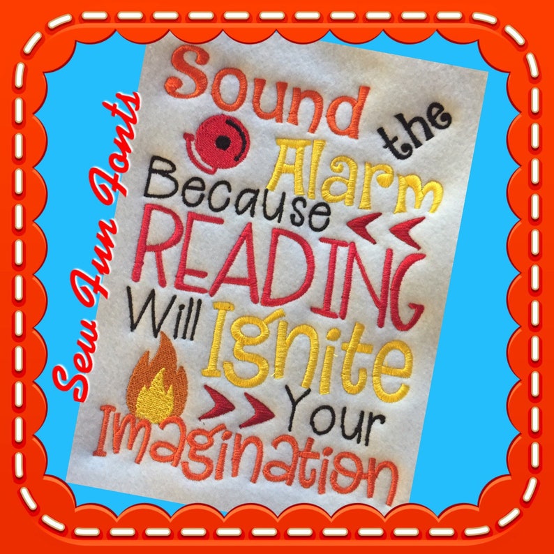 Sound The Alarm Fireman Reading Saying Embroidery Saying Etsy