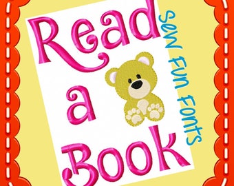 Read A Book Teddy Bear Embroidery Design (INSTANT DOWNLOAD)