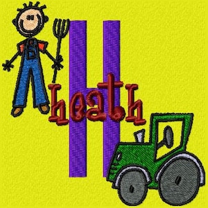 Tractor Boy Machine Embroidery Monogram Font Alphabet Design Set INSTANT DOWNLOAD