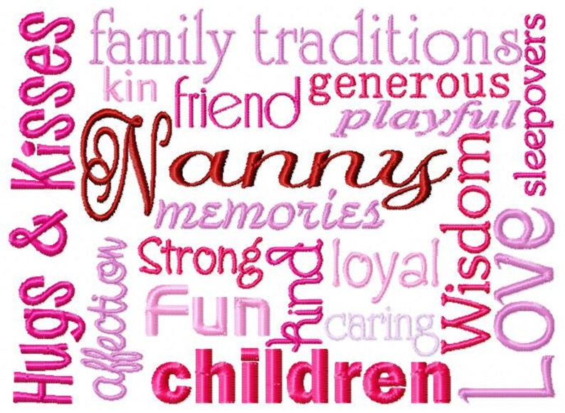 Nanny Word Block Subway Art Machine Embroidery Design Etsy