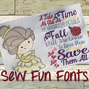 A Tale As Old As Time With Girl Wispy Filled, Reading Pillow Saying Pocket Pillow 5x7, 6x8, 7x11 Machine Embroidery Design INSTANT DOWNLOAD
