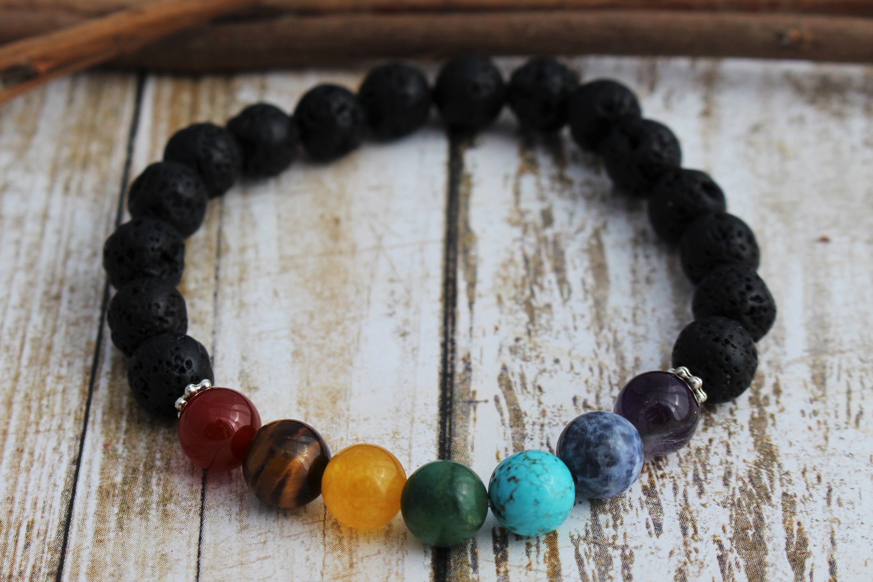7 CHAKRA Bracelet Chakra Gemstone Lava Rock Bracelet Etsy