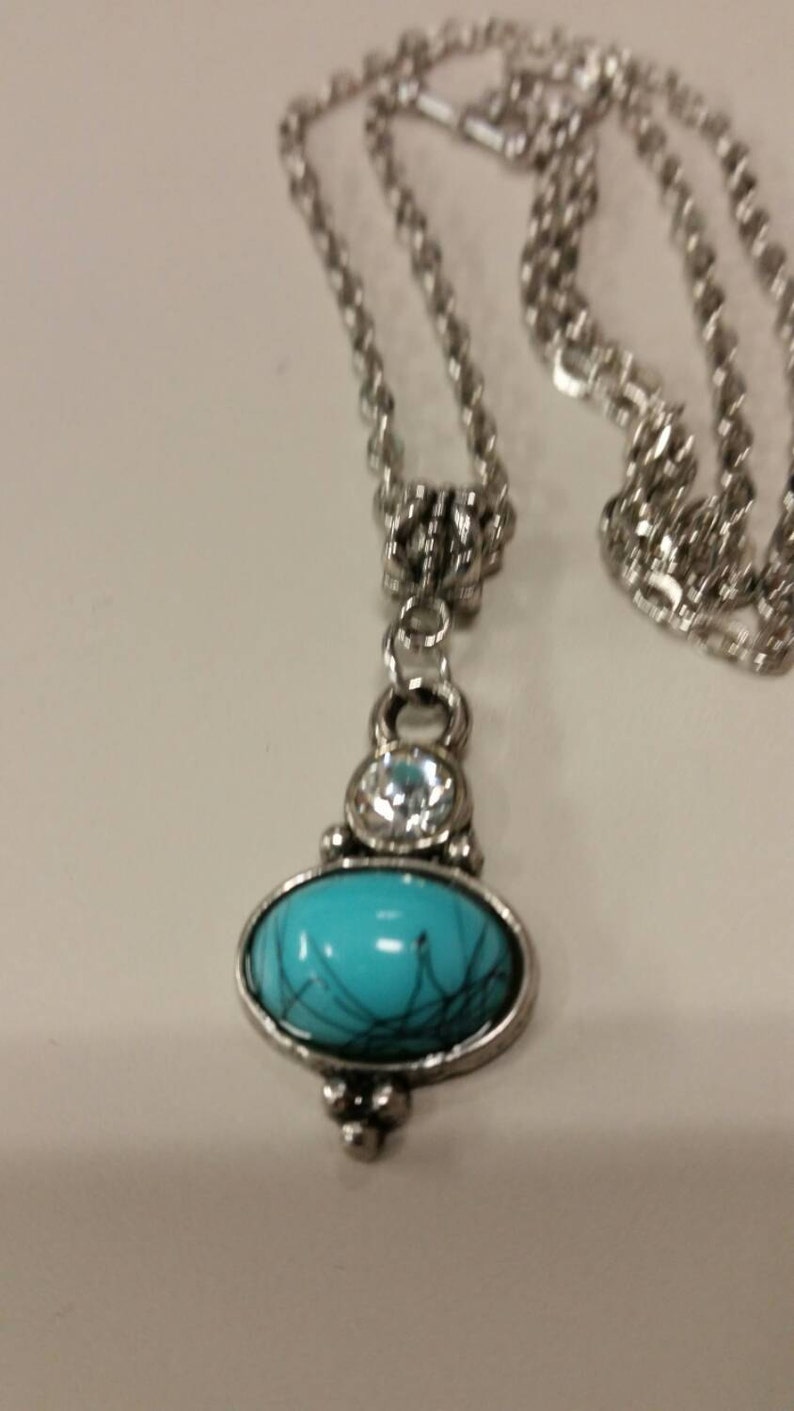 Blue Pendant with silver chain