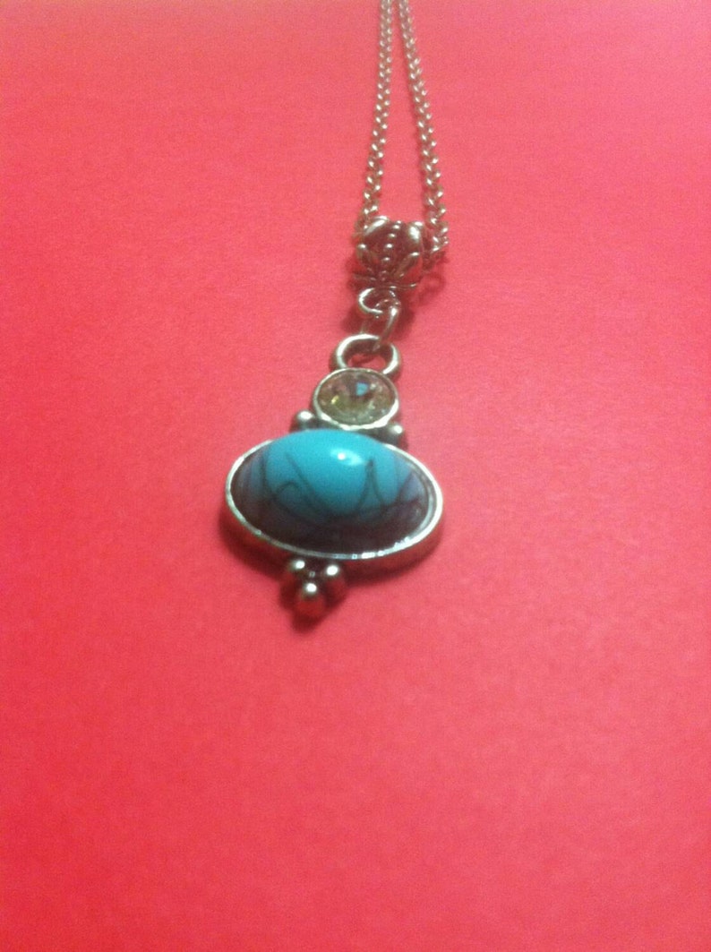 Blue Pendant with silver chain