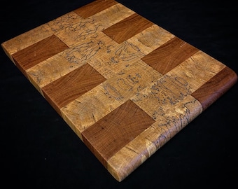 End Grain Spalted Maple and Black Cherry bread board / cutting board / cheese board.