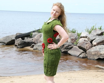 Abito Papaveri in fiore - MODELLO LAVORAZIONE A MAGLIA - Adatto ai principianti - Download immediato - Design e creazione della designer Anna Stoklosa