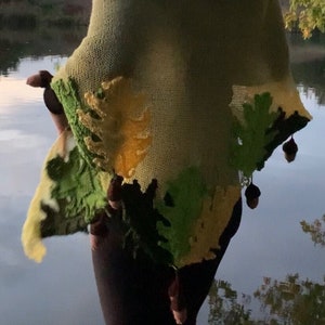 Red Oak Leaf with Acorn Shawl - KNITTING PATTERN - Beginner Friendly - Instant Download - by Designer Anna Stoklosa