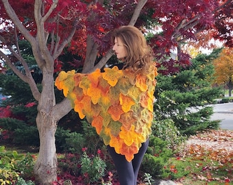 Maple Leaf Shawl - CROCHET PATTERN - Beginner Friendly - Instant Download - by Designer Anna Stoklosa