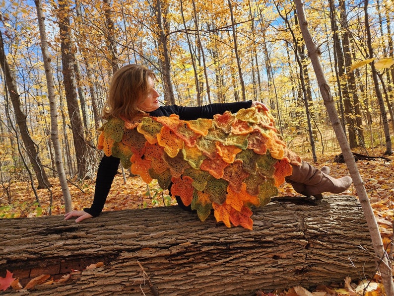 Châle feuille d'érable MOTIF CROCHET adapté aux débutants téléchargement immédiat par la designer Anna Stoklosa image 4