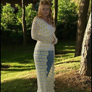 Daisy Flower - Classic Long Cardigan - CROCHET PATTERN - Beginner Friendly-I Instant Download - Design & Creation by Designer Anna Stoklosa