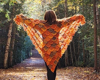 Autumn Leaves Shawl Top-down Crochet Pattern by Anna Stoklosa