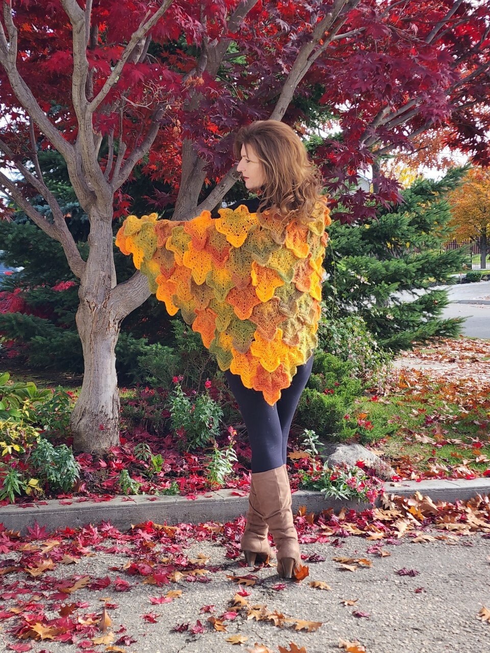 Maple Leaf Shawl CROCHET PATTERN Beginner Friendly Instant Download by