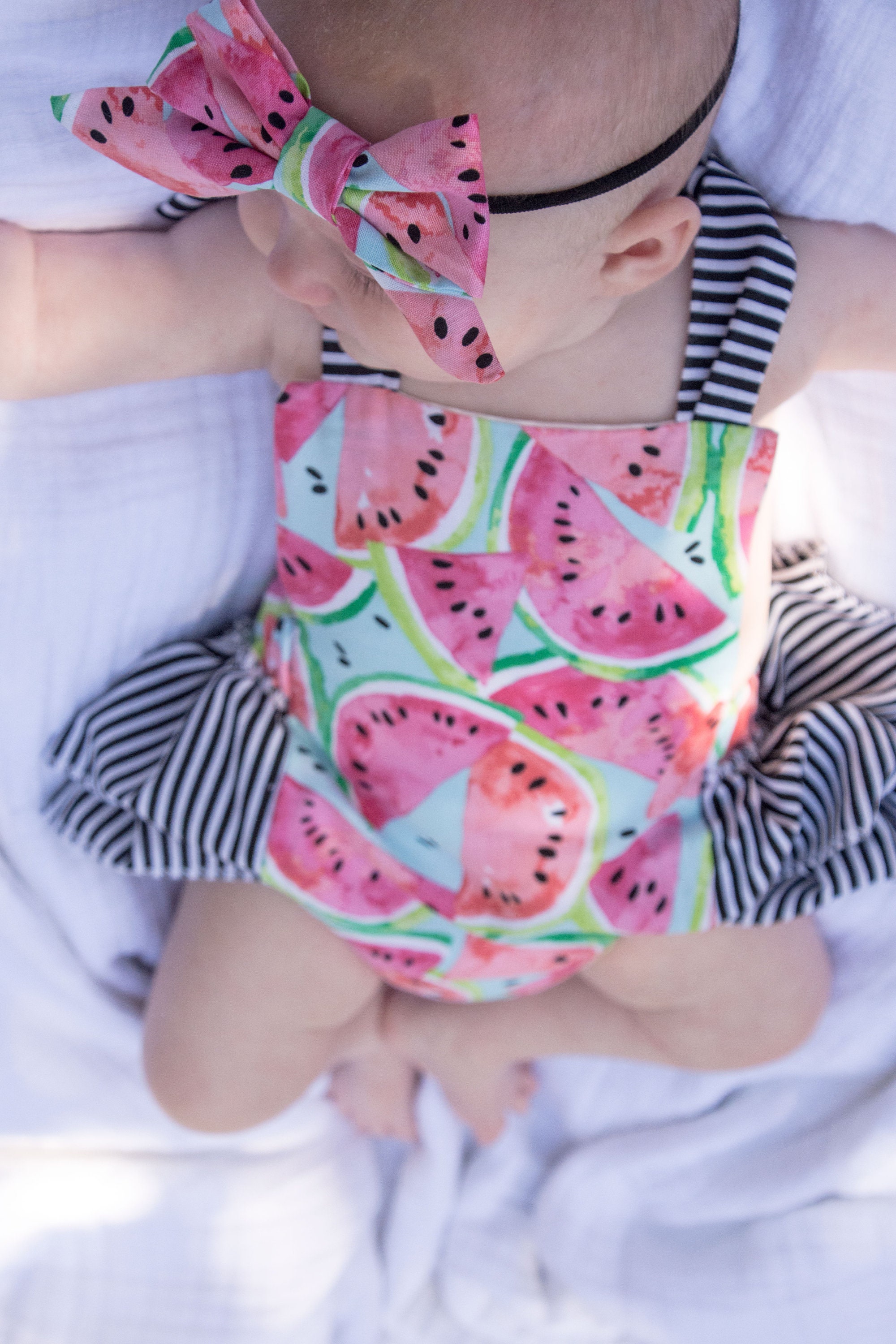 Baby Girl Romper Watermelon romper and head wrap set black Etsy