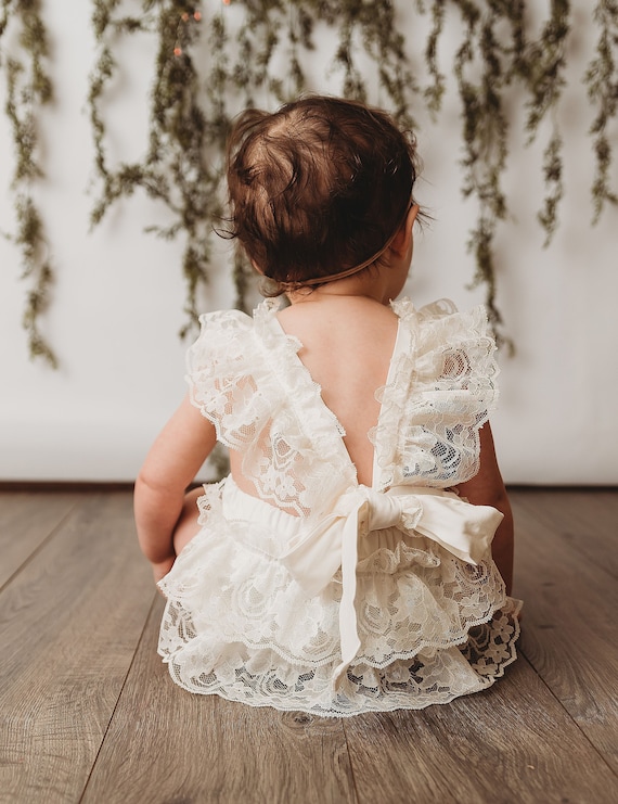 beige romper baby girl