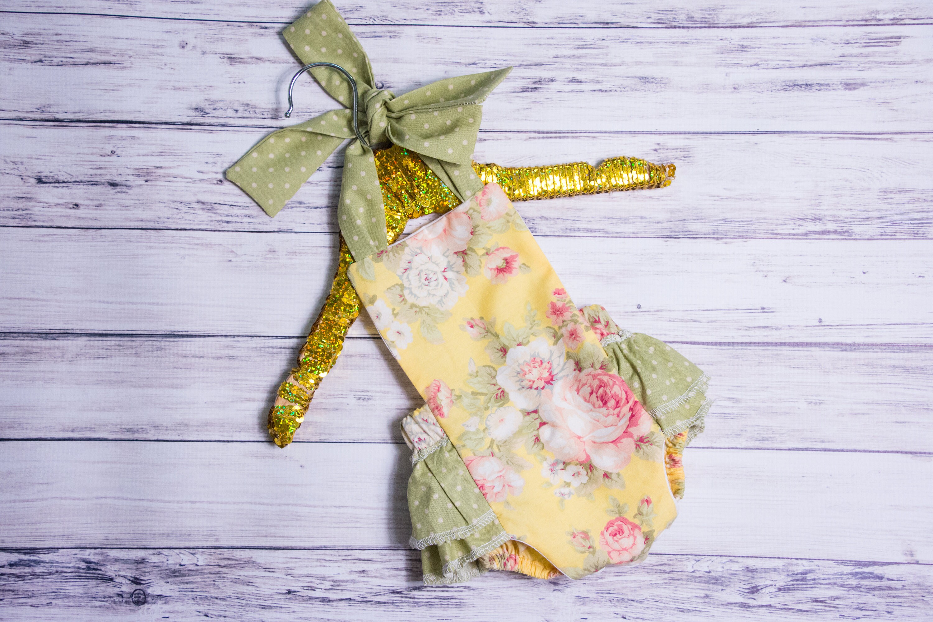 Baby Girl Romper Yellow and Green Floral ruffle romper and Etsy