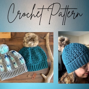 Crochet Digital Pattern, Cedar Creek Beanie, crochet hat pattern, crochet beanie pattern, customized size crochet pattern, handmade beanie