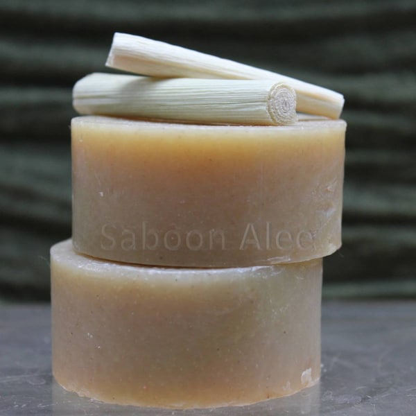 LEMONGRASS & VETIVER Luxury Organic Handmade Soap by Saboon Alee. Shea butter, Olive oil, Essential oils, Vegan, Plastic free.