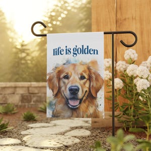 Bandeira de jardim Golden Retriever: decoração de quintal dupla face para amantes de cães
