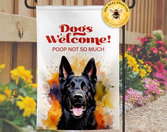 German Shepherd Garden Flag: Funny Dog Welcome Yard Decor