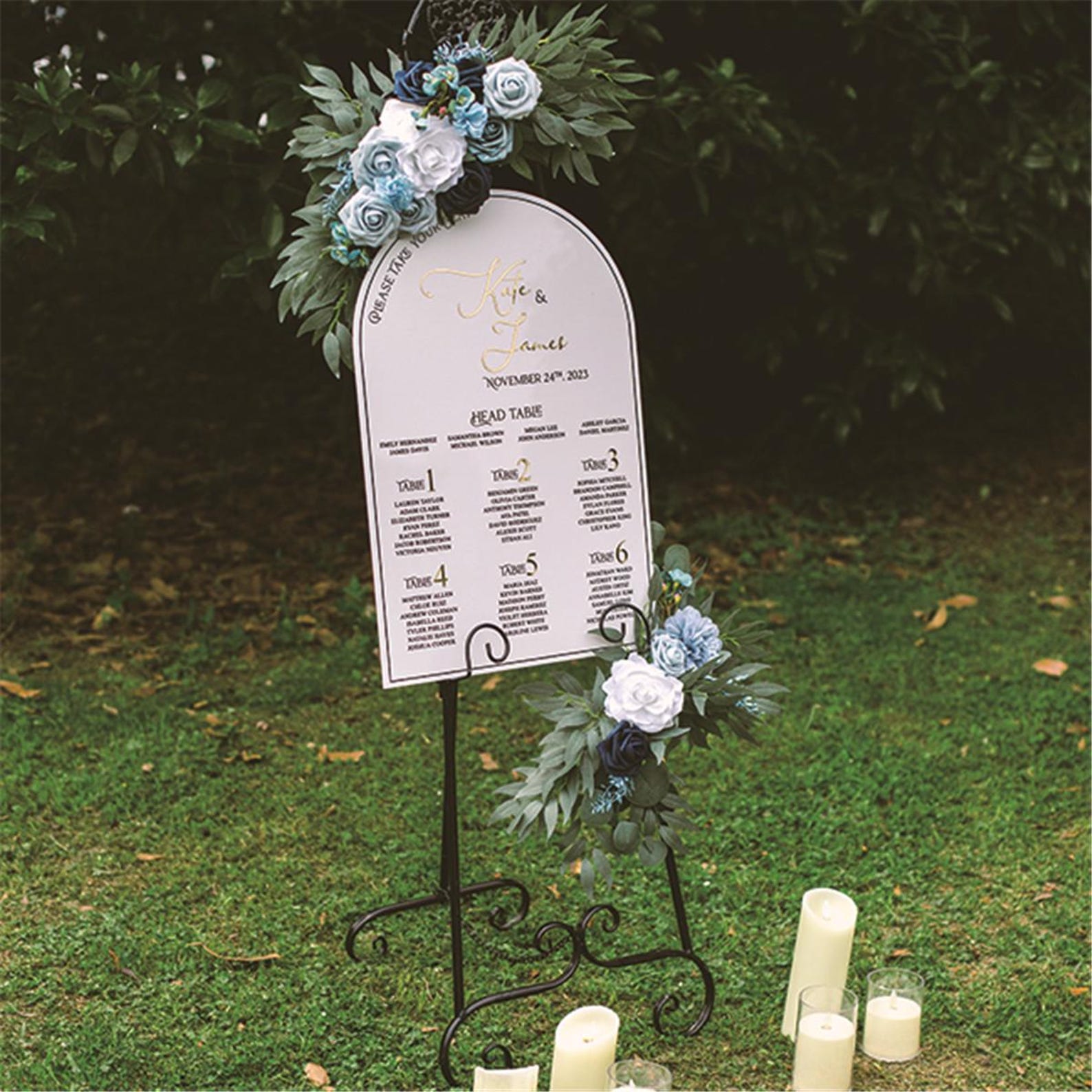 Arch White Acrylic Wedding Table Plan With Gold Mirror Acrylic 3D ...