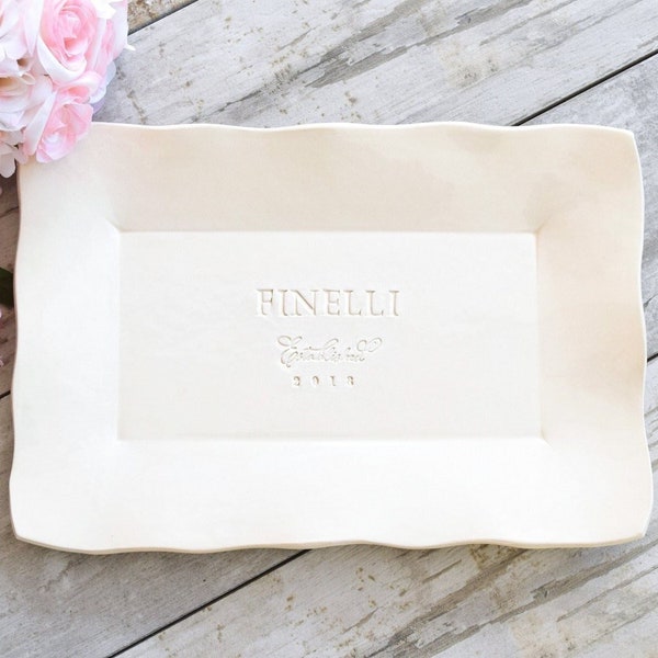 Custom Name Platter Wedding Plate Personalize Ceramic Serving Trays, Charcuterie Board, Newlyweds Home Kitchen Dish, Couple Anniversary Gift