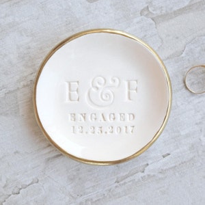Ring Dish Engagement Ring Holder Personalized Ring Dish, Engaged Ring Dish, Engagement Gifts, Engaged Couple Gift, Engraved Plate Gift Ideas