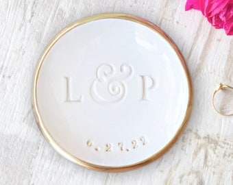 Ring Dish Custom Wedding Jewelry Bowl Personalized Ring Holder Trinket Plate, Pottery Anniversary Gifts, Future Daughter Engagement Gifts