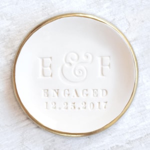 Custom Engagement Ring Dish, Personalized Ring Holder Proposal, Engagement Gifts, Newly Engaged Couple Gift, Son and Future Daughter In Law