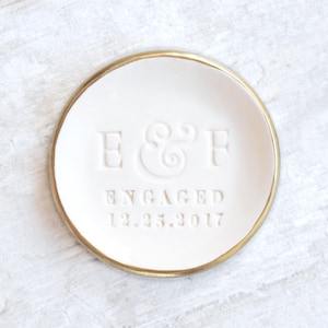 Custom Engagement Ring Dish Personalized Ring Holder Proposal, Engaged Couple Gift, Daughter Bridal Keepsake