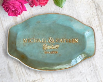 Custom Wedding Plate with Names Personalize Charcuterie Tray, Rustic Green Serve Platter Unique Wedding Gift, Nature Lover Home Decor Friend