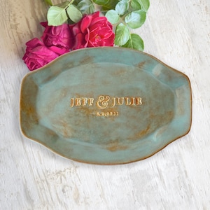 Personalized Pottery Platter Custom Name Wedding Plate Home Weddings Gift, Ceramic Serving Tray, Anniversary