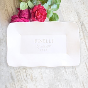 Serving Platter Personalized Ceramic Dinnerware Custom Wedding Anniversary Gift Home, Engraved Name Plate Tray