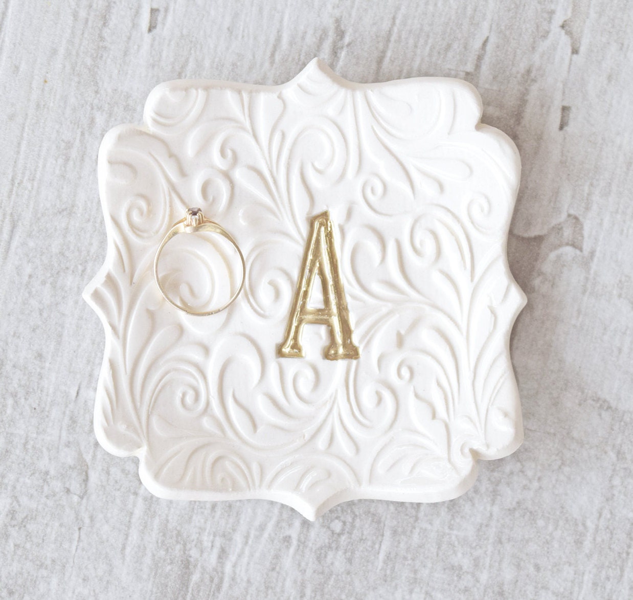 Personalized Ring Dish Custom Monogram Jewelry Bowl, Ceramic Wedding Ring Holder Engagement Gifts, Pottery Anniversary Present Her